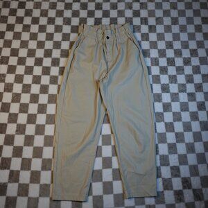 Zara leather pants paper bag high waist tapered light tan/cream -see mea…